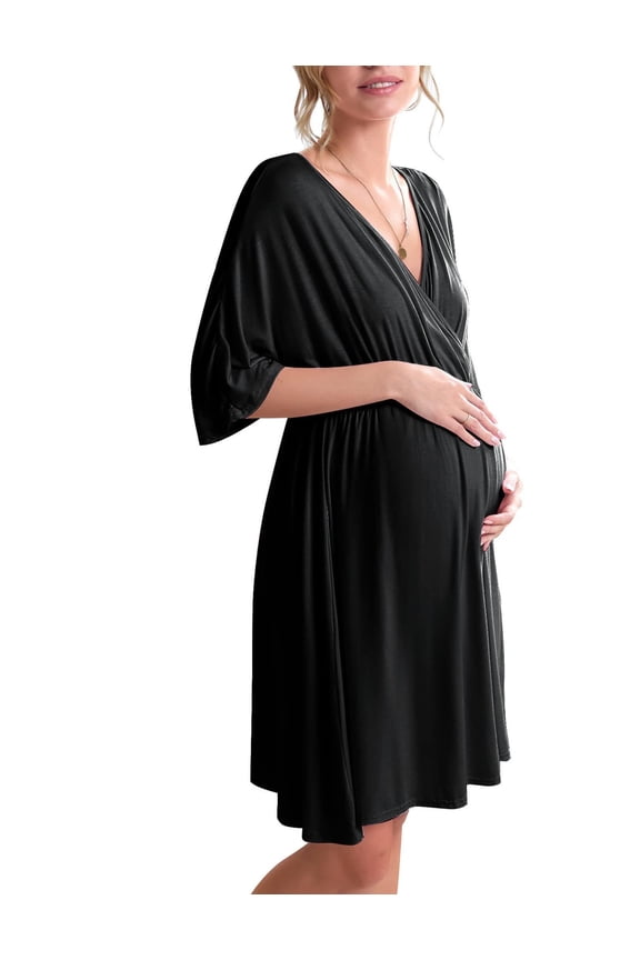 3 in 1 Labor/Delivery/Hospital Gown Maternity Dress Nursing Nightgown Sleepwear for Breastfeeding