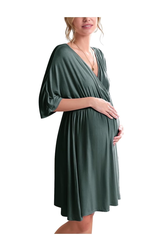 3 in 1 Labor/Delivery/Hospital Gown Maternity Dress Nursing Nightgown Sleepwear for Breastfeeding