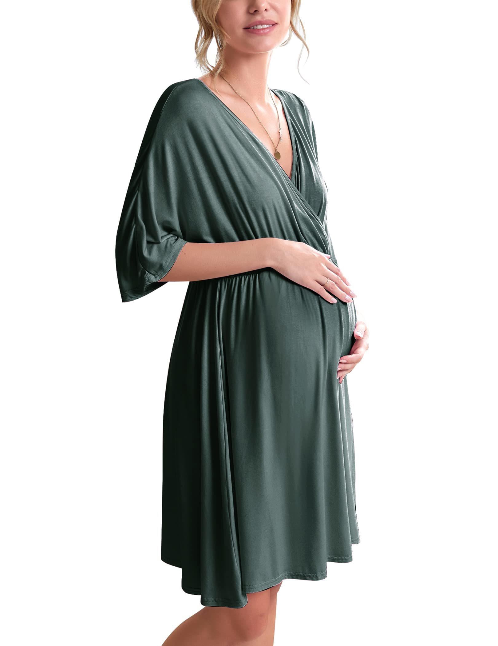 green hospital dress Ekouaer 3 in 1 Labor/Delivery/Hospital Gown Maternity Nursing Nightgown Sleepwear for Breastfeeding lx