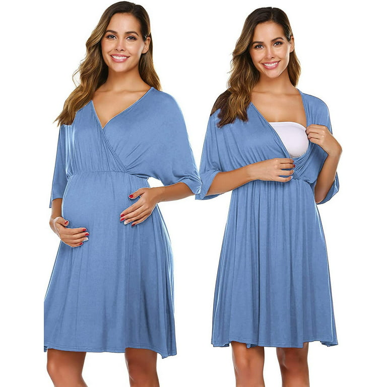 Ekouaer 3 in 1 Labor/Delivery/Hospital Gown Maternity Dress Nursing  Nightgown Sleepwear for Breastfeeding V Neck Short Sleeve Nightshirt  Sleeping Dress Army Green : : Clothing, Shoes & Accessories