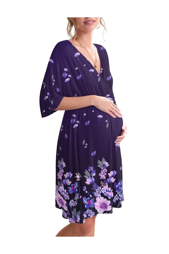 3 in 1 Labor/Delivery/Hospital Gown Maternity Dress Nursing Nightgown Sleepwear for Breastfeeding