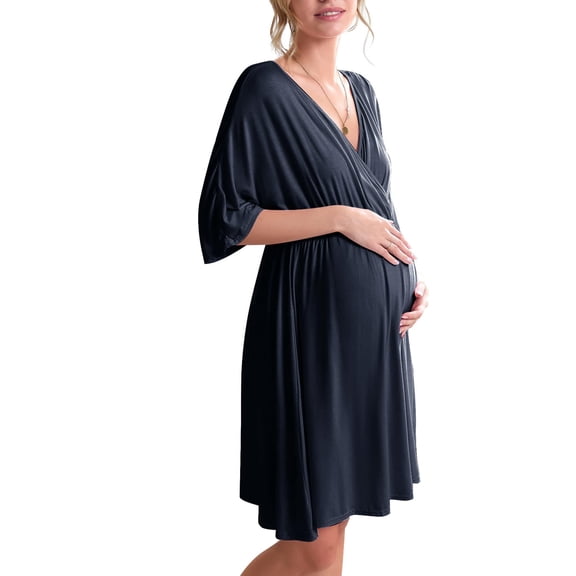 Ekouaer 3 in 1 Labor/Delivery/Hospital Gown Maternity Dress Nursing Nightgown Sleepwear for Breastfeeding