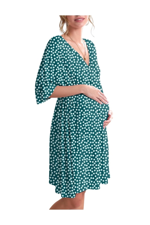 3 in 1 Labor/Delivery/Hospital Gown Maternity Dress Nursing Nightgown Sleepwear for Breastfeeding