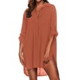 thumbnail image 1 of Ekouaer Beach Cover Ups for Women V Neck Bathing Suit Cover Up Bikini Swimsuit Coverup Beach Dress Shirt Caramel, 1 of 4