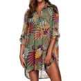 thumbnail image 1 of Ekouaer Beach Cover Ups for Women V Neck Bathing Suit Cover Up Bikini Swimsuit Coverup Beach Dress Shirt, 1 of 4