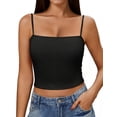 thumbnail image 1 of Ekouaer Black Tops for Women Ribbed Spaghetti Strap Tank Top Square Neck Camisoles Summer 2026 Y2k, 1 of 6