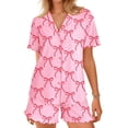 thumbnail image 1 of Ekouaer Button Up Pajamas Set for Women Short Sleeve Ribbed Knit Sleepwear 2 Piece Pjs Shorts Set, 1 of 6