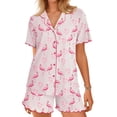 thumbnail image 1 of Ekouaer Button Up Pajamas Set for Women Short Sleeve Ribbed Knit Sleepwear 2 Piece Pjs Shorts Set, 1 of 6
