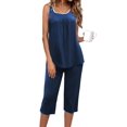 thumbnail image 1 of Ekouaer Capri Pajama Sets for Women 2 Piece Soft Cute Pjs Round Neck Sleeveless Lounge Set for Summer Sleepwear, 1 of 5