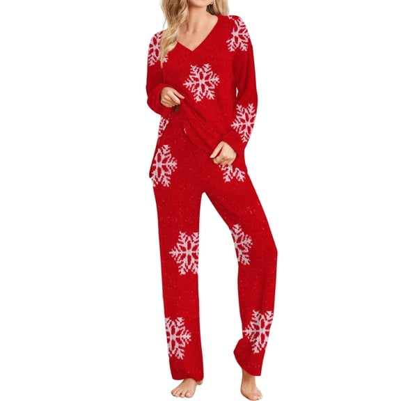 Ekouaer Christmas Family Matching Pajamas Long Sleeve Pj Set Festival Party Sleepwear 2 piece Lounge Set Christmas