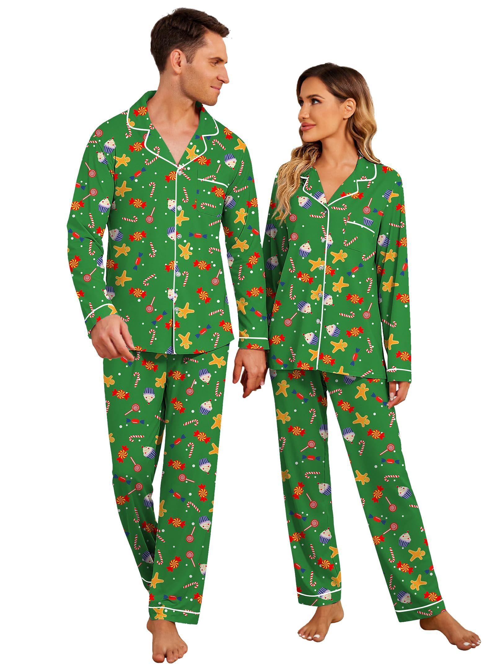 Ekouaer Christmas Mens Womens Family Matching Pajamas Long Sleeve ...