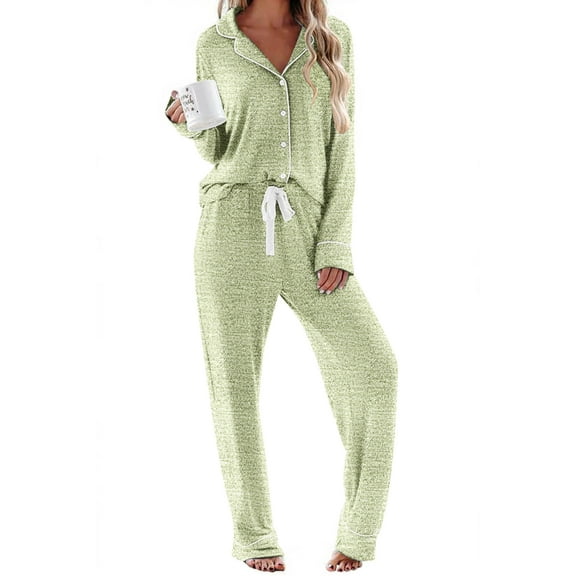 Ekouaer Christmas Sleepwear Two Piece Lounge Set for Women Cotton Sleep Top and High Waist Pants Matching Pajamas