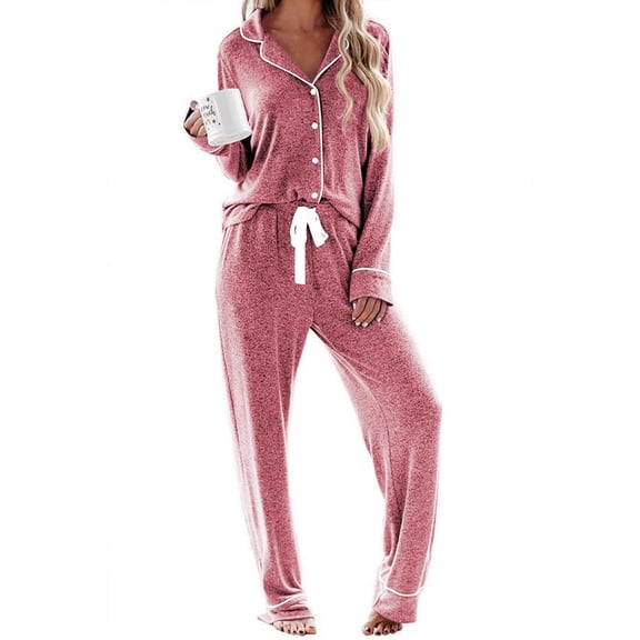 Ekouaer Christmas Sleepwear Two Piece Lounge Set for Women Cotton Sleep Top and High Waist Pants Matching Pajamas