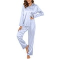 thumbnail image 1 of Ekouaer Classic Satin Pajamas for Women Long Sleeve Button Down Sleepwear Soft Silk Loungewear Pjs Set, 1 of 6
