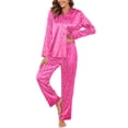 thumbnail image 1 of Ekouaer Classic Satin Pajamas for Women Long Sleeve Button Down Sleepwear Soft Silk Loungewear Pjs Set, 1 of 7