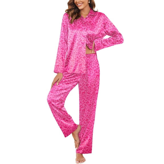 Ekouaer Classic Satin Pajamas for Women Long Sleeve Button Down Sleepwear Soft Silk Loungewear Pjs Set