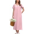 thumbnail image 1 of Ekouaer Cotton Nightgown Mumus for women with Nightgowns for Women Soft Sleepshirt Ladies Loungewear with Pockets, 1 of 7