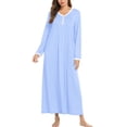 thumbnail image 1 of Ekouaer Cotton Nightgowns for Women Long Sleeve Nightgown Full Length Night Gown Soft Comfy Nightdress Button Sleep Shirts, 1 of 6
