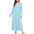 thumbnail image 1 of Ekouaer Cotton Nightgowns for Women Long Sleeve Nightgown Full Length Night Gown Soft Comfy Nightdress Button Sleep Shirts, 1 of 6