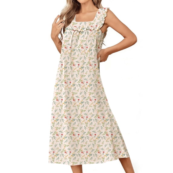 Ekouaer Cotton Nightgowns for Women Long Sleeveless Night Gown Victorian Sleep dress Soft Night Dress Ladies Sleepwear