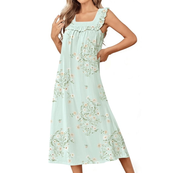 Ekouaer Cotton Nightgowns for Women Long Sleeveless Night Gown Victorian Sleep dress Soft Night Dress Ladies Sleepwear