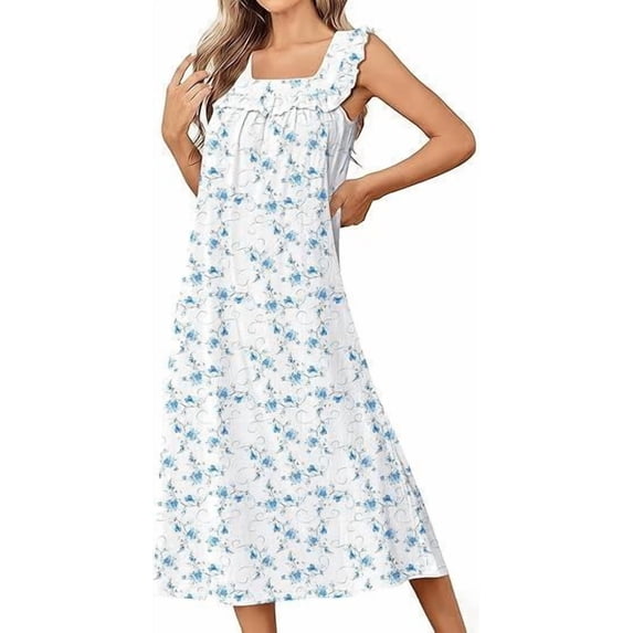 Ekouaer Cotton Nightgowns for Women Long Sleeveless Night Gown Victorian Sleep dress Soft Night Dress Ladies Sleepwear