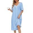 thumbnail image 1 of Ekouaer Cotton Nightgowns for Women Short Sleeve Night Gown V Neck Sleep Shirt Button Nightshirt Soft House Dress, 1 of 6