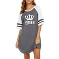 thumbnail image 1 of Ekouaer Cotton Nightgowns for Women Short Sleeve Sleep Shirts Crew Neck Night Shirts Soft Color Block Night Gown, 1 of 6