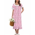 thumbnail image 1 of Ekouaer Cotton Nightgowns for Women Vintage Victorian Nightgown Short Sleeve Lace Night Gown Long Nightdress Soft Nightshirt, 1 of 6
