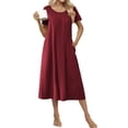 thumbnail image 1 of Ekouaer Cotton Nightgowns for Women with Pockets Midi Night Gowns for Sleeping Plus Size House Dress Lounge Dress, 1 of 6