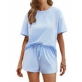 thumbnail image 1 of Ekouaer Cotton Pajamas Set for Womens Soft Short Sleeve Lounge Set Shorts Sleepwear Set 2 Piece Pjs Sets, 1 of 7