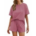 thumbnail image 1 of Ekouaer Cotton Pajamas Set for Womens Soft Short Sleeve Lounge Set Shorts Sleepwear Set 2 Piece Pjs Sets, 1 of 7
