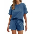 thumbnail image 1 of Ekouaer Cotton Pajamas Set for Womens Soft Short Sleeve Lounge Set Shorts Sleepwear Set 2 Piece Pjs Sets, 1 of 7