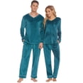 thumbnail image 1 of Ekouaer Couples Matching Pajamas Sets Velvet PJs Set for Men and Women Velour Long Sleeve Sleepwear, 1 of 5