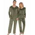 thumbnail image 1 of Ekouaer Couples Matching Pajamas Sets Velvet PJs Set for Men and Women Velour Long Sleeve Sleepwear, 1 of 4