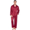 thumbnail image 1 of Ekouaer Couples Matching Pajamas Silk Long Sleeve Sleepwear Satin Soft Button Down Loungewear Pjs Set, 1 of 6