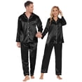 thumbnail image 1 of Ekouaer Couples Matching Pajamas Silk Long Sleeve Sleepwear Satin Soft Button Down Loungewear Pjs Set, 1 of 6