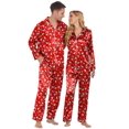 thumbnail image 1 of Ekouaer Couples Matching Pajamas Silk Long Sleeve Sleepwear Satin Soft Button Down Loungewear Pjs Set, 1 of 6