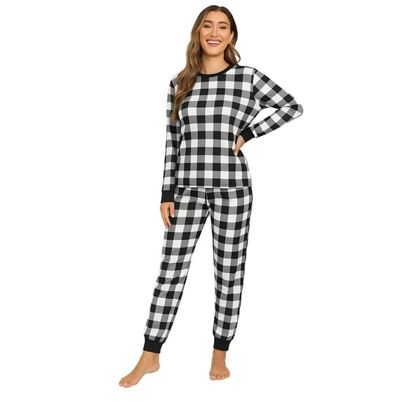 Ekouaer Womens Christmas Pajama Set Long Sleeve Holiday Sleepwear Winter Lounge Outfit