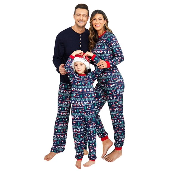 Ekouaer Family Christmas Womens Pajamas Matching Sets Pjs Long Sleeve Sleepwear Holiday Lounge Sets Black