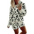 thumbnail image 1 of Ekouaer Fuzzy Fleece Pajamas 2 Piece Warm Soft Lounge Set Long Sleeve Sweater Top and Shorts Loungewear Outfits Sweatsuits, 1 of 5