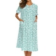thumbnail image 1 of Ekouaer House Dress for Women with Pockets Button Down Duster Housecoat Short Sleeve Patio Dress Nightgown, 1 of 6