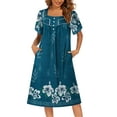 thumbnail image 1 of Ekouaer House Dresses for Women Moo Moo Nightgown Short Sleeve Mumu Dress Lounge Wear with Pockets Blue M, 1 of 6