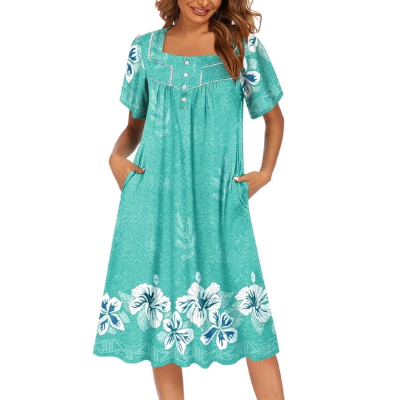 Ekouaer House Dresses for Women Short Sleeve Housecoat Summer Nightgown Women's Button Down Nightgowns