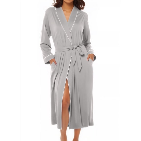 Ekouaer Kimono Robes for Women Long Lightweight Knit Bathrobe Shawl Soft Sleepwear Casual Ladies Loungewear