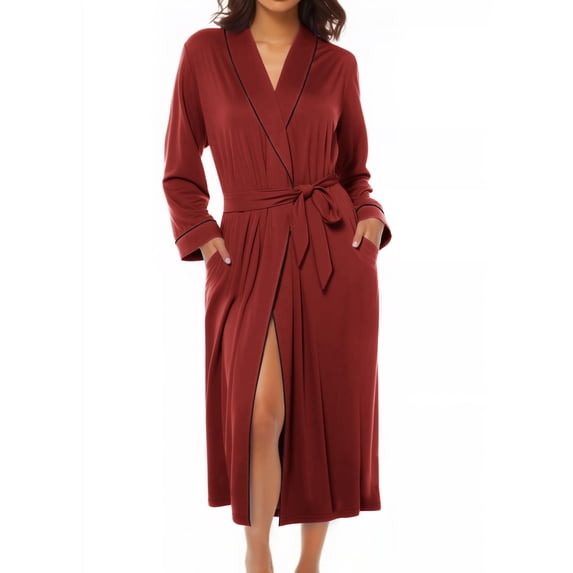 Ekouaer Kimono Robes for Women Long Lightweight Knit Bathrobe Shawl Soft Sleepwear Casual Ladies Loungewear