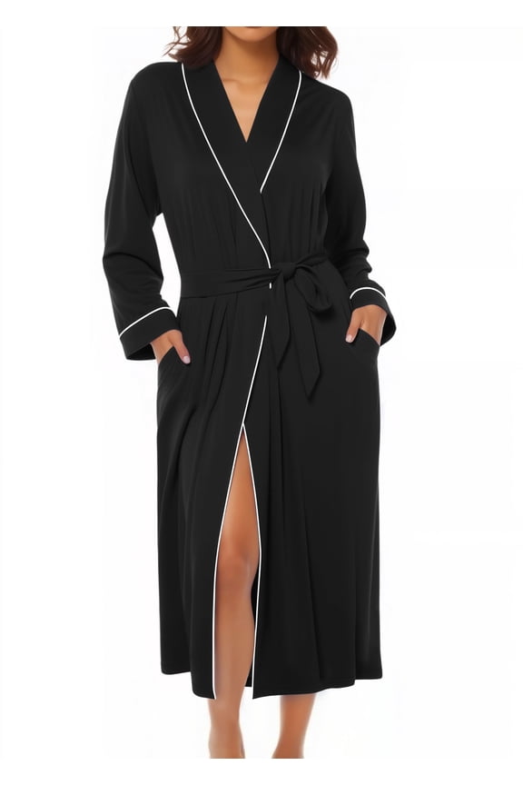 Kimono Robes for Women Long Lightweight Knit Bathrobe Shawl Soft Sleepwear Casual Ladies Loungewear