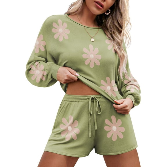 Ekouaer Knit Pajamas Set for Women Lounge Wear Sets Long Sleeve Sweatsuit Matching 2 Piece Outfits Casual Sweater Sets