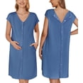 thumbnail image 1 of Ekouaer Labor Gown Maternity Nightgown Nightshirt Nightdress Short Sleeve Nursing Sleepshirt Labor Delivery Gowns Dark Blue, 1 of 6