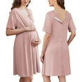 thumbnail image 1 of Ekouaer Labor and Delivery Gown for Hospital Short Sleeve Maternity Nursing Dress Nightgown with Button Misty Rose L, 1 of 5